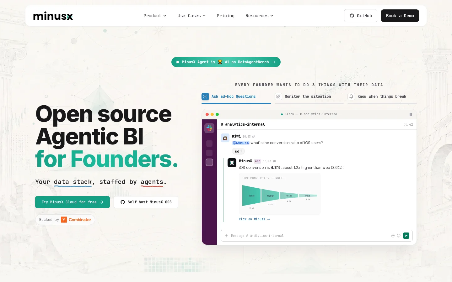 Minusx Homepage screenshot
