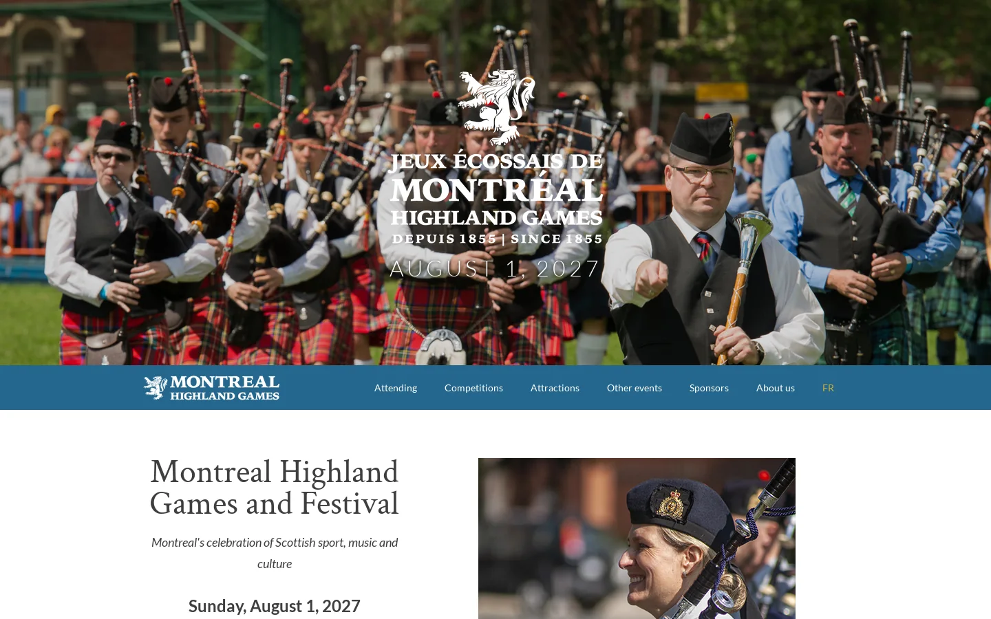 Montreal Highland Games and Festival Homepage screenshot
