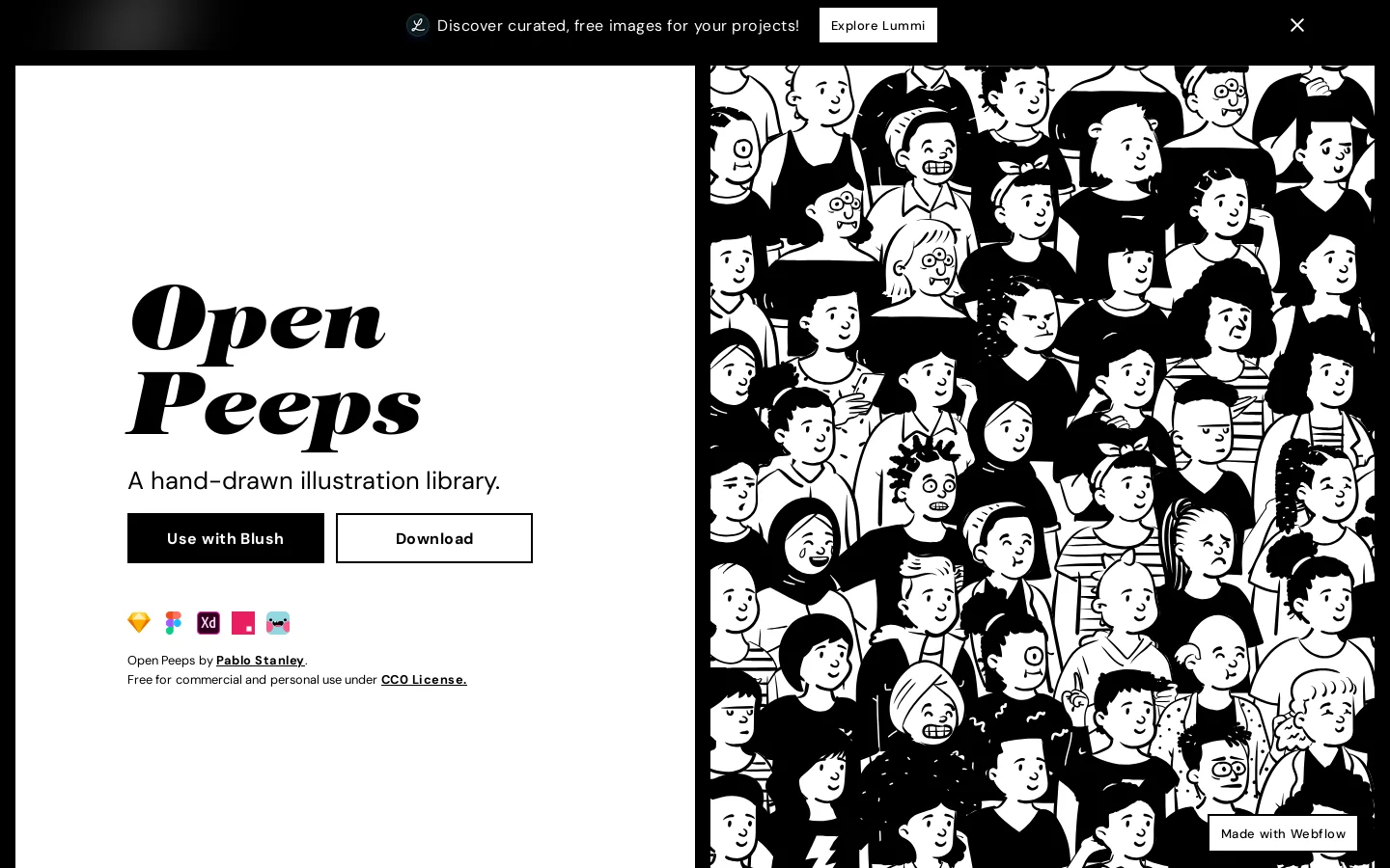 Open Peeps, Hand-Drawn Illustration Library Homepage screenshot