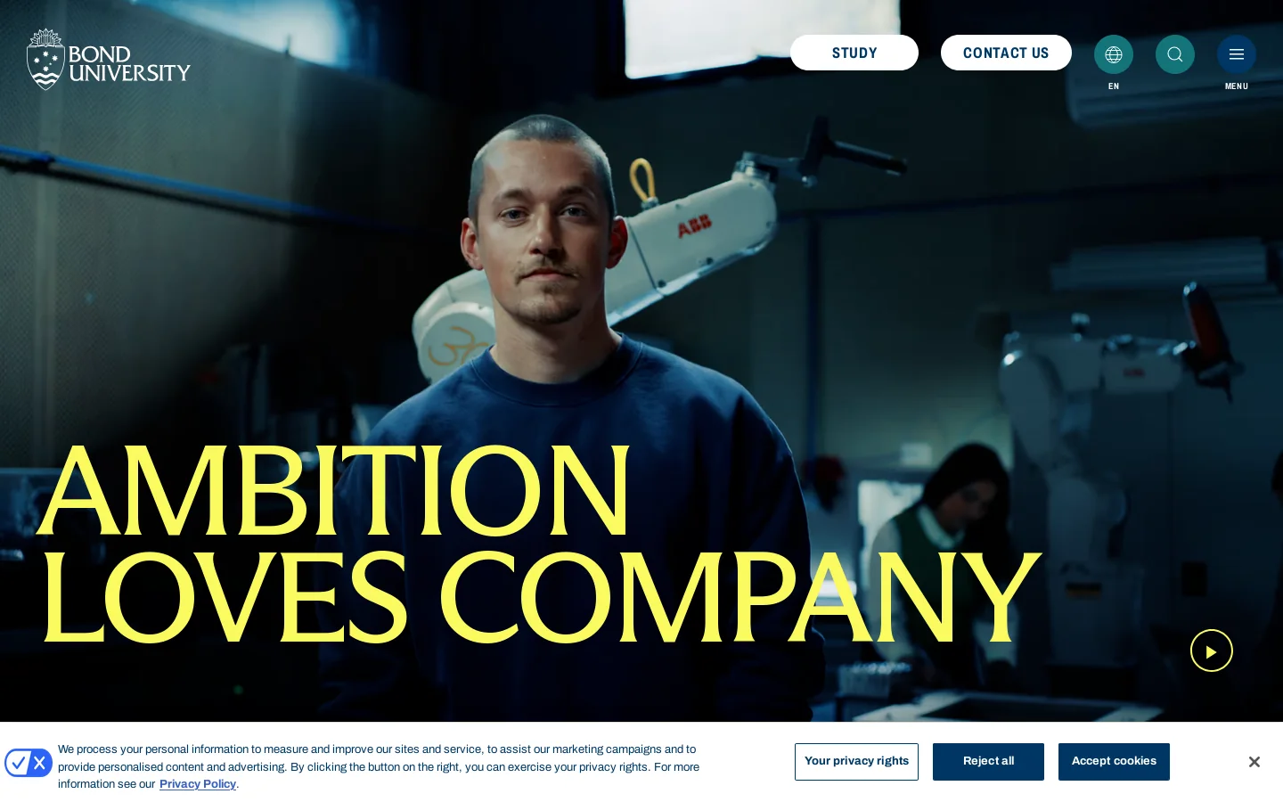 Bond University Homepage screenshot
