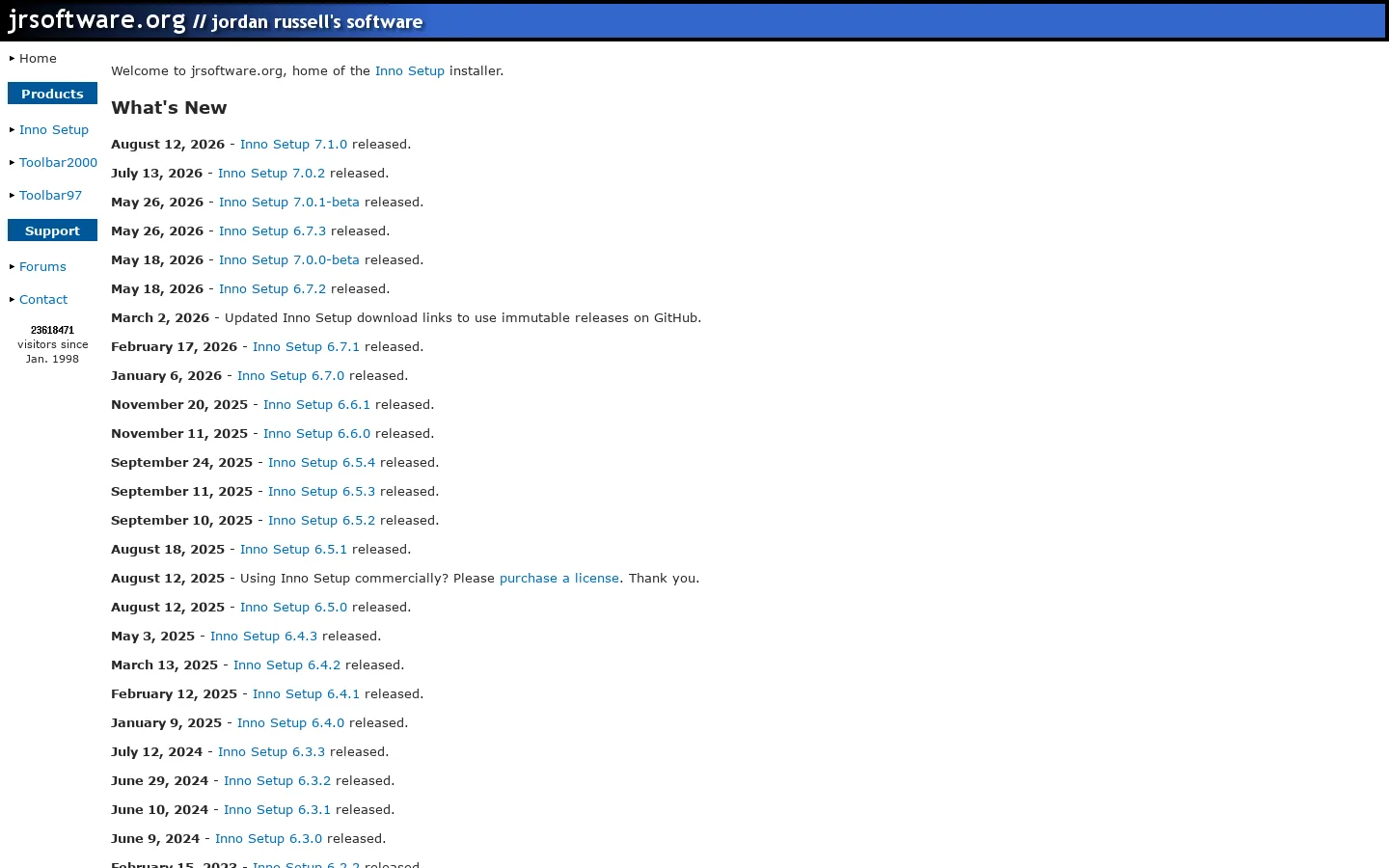 jrsoftware.org // Jordan Russell's Software Homepage screenshot