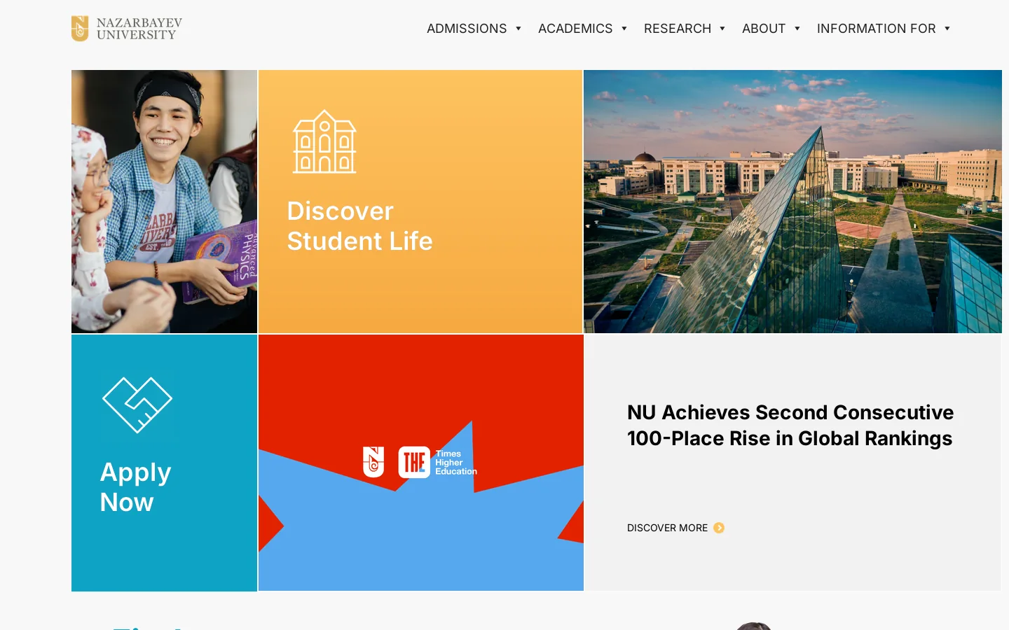 Nazarbayev University - Leading University in Central Asia & Kazakhstan Homepage screenshot