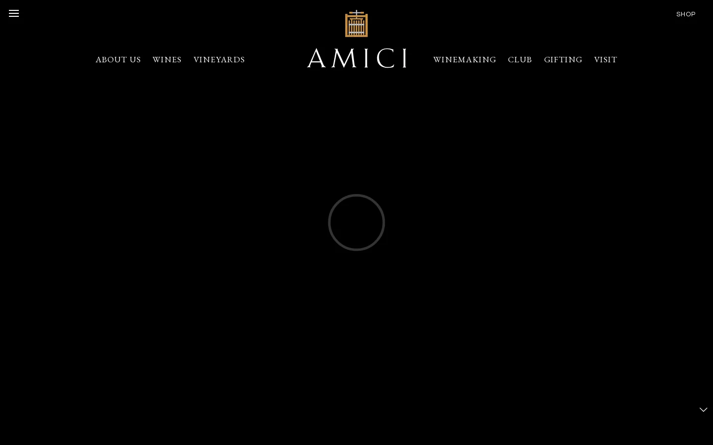 Amici Cellars Homepage screenshot