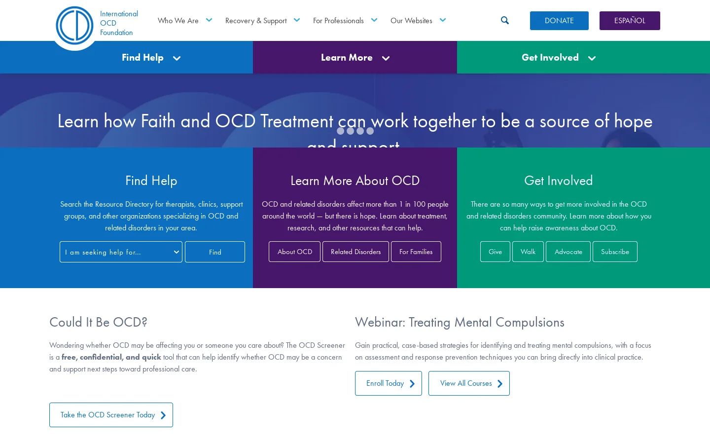 International OCD Foundation | Obsessive Compulsive Disorder (OCD) Homepage screenshot