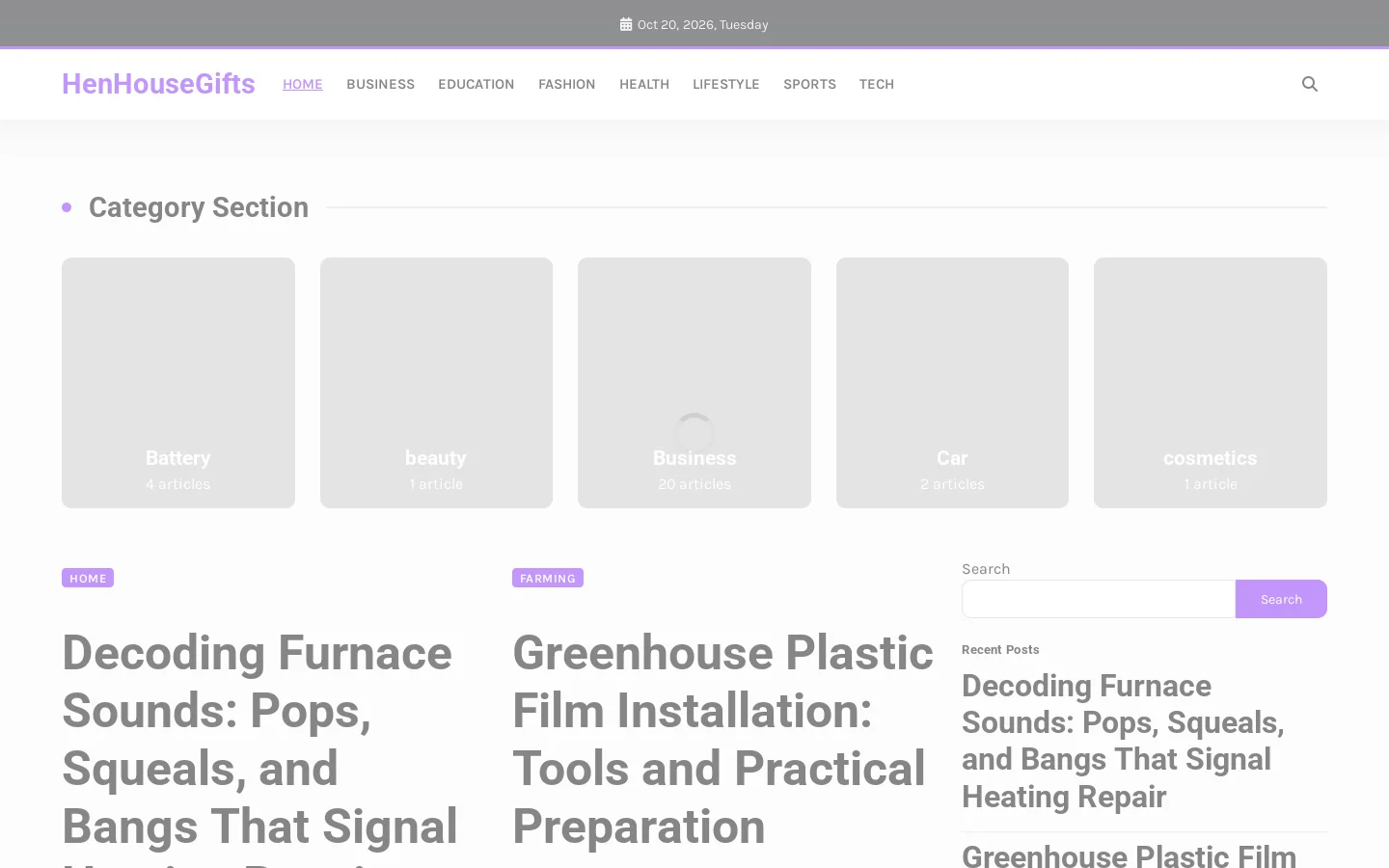 HenHouseGifts Homepage screenshot