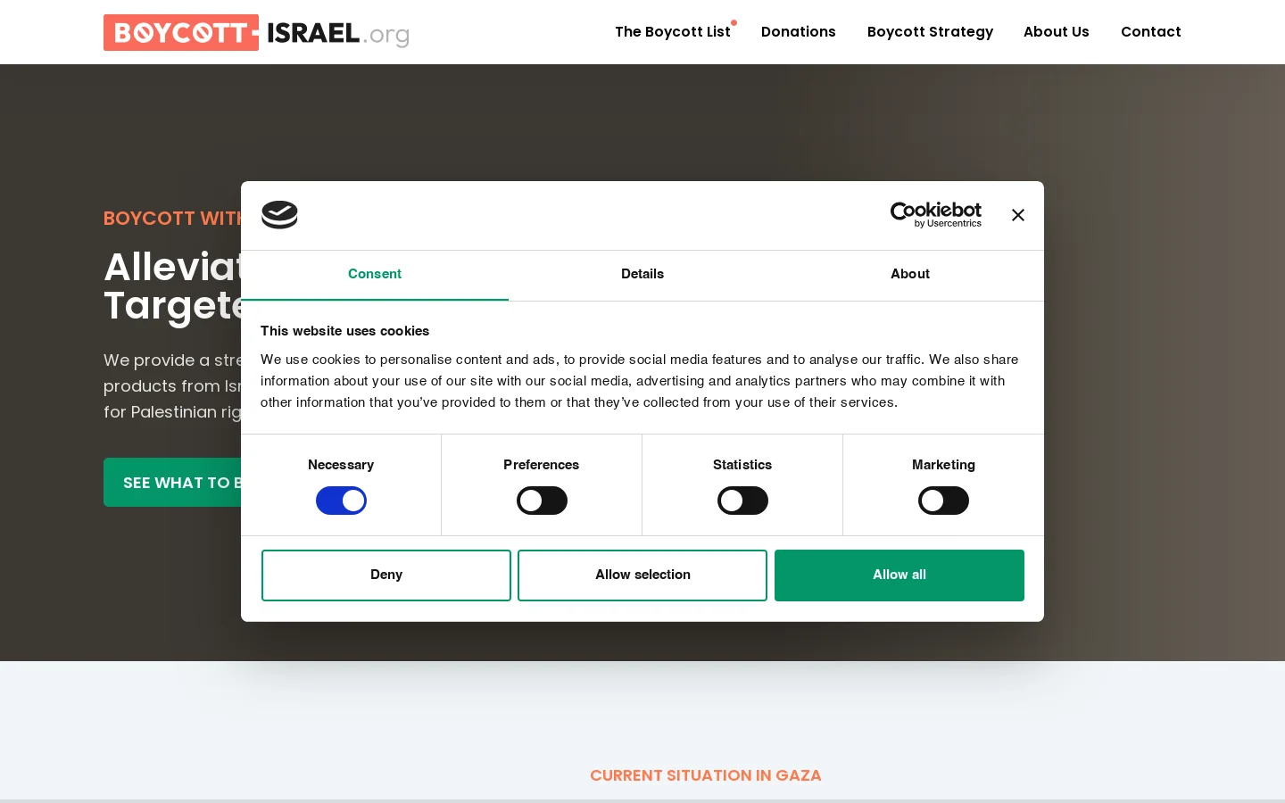 Boycott Israel Homepage screenshot