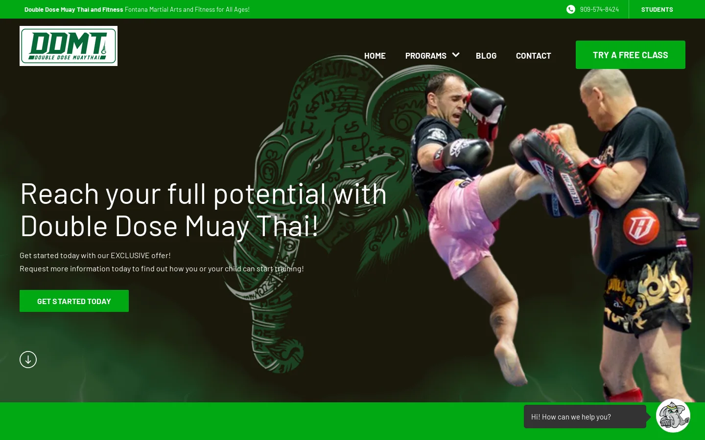 Double Dose Muay Thai and Fitness | Fontana Martial Arts & Fitness Homepage screenshot