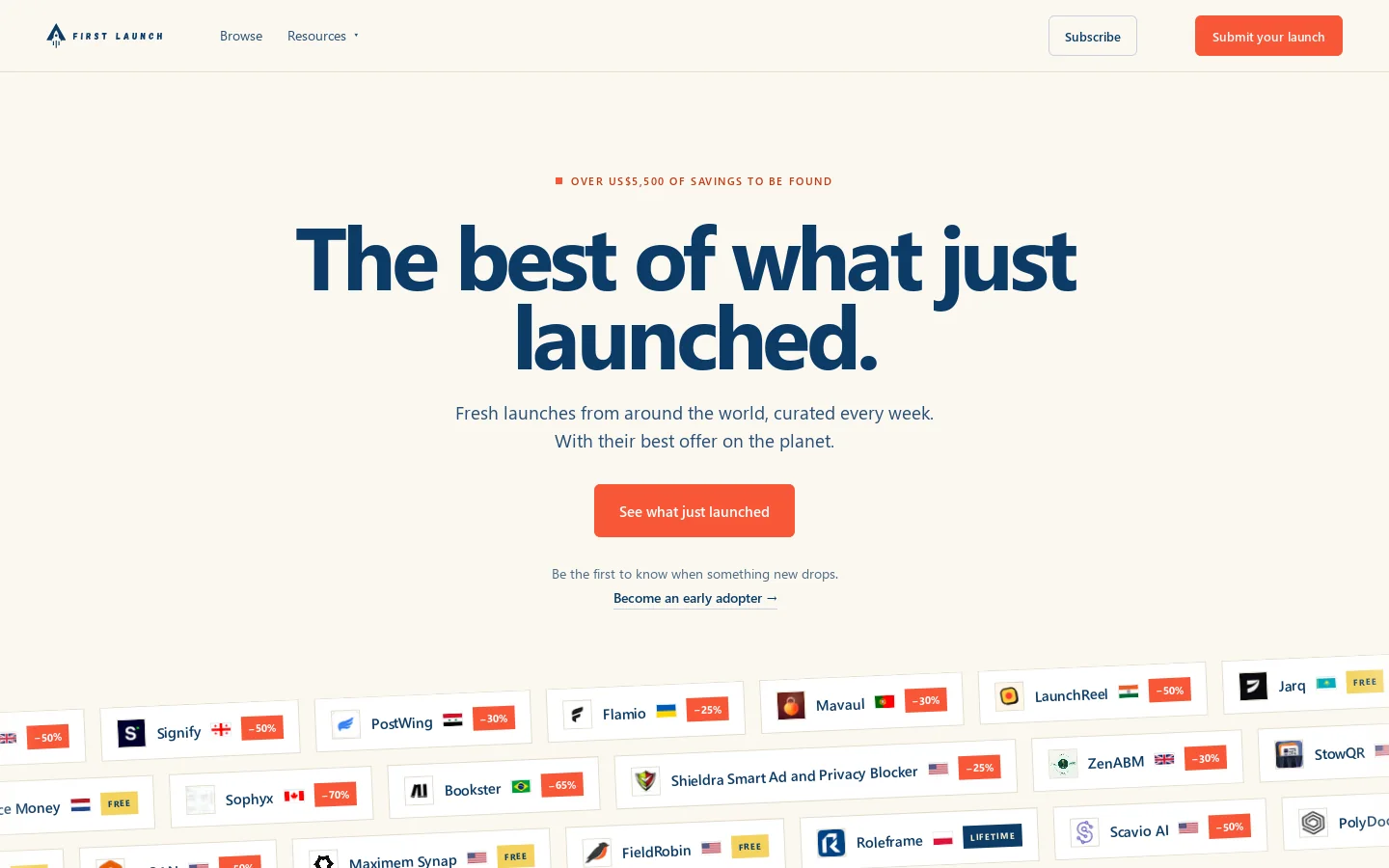 First Launch Homepage screenshot