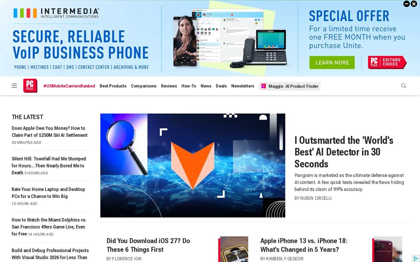PCMag Homepage screenshot