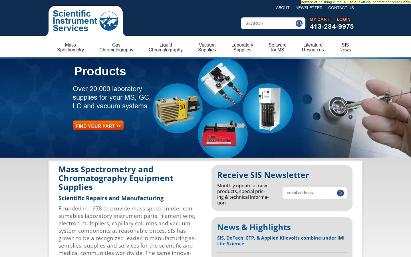 Scientific Instrument Services | Mass Spectrometry, Scientific Supplies & Manufacturing Homepage screenshot