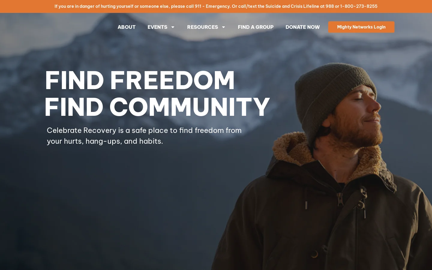 Celebrate Recovery Homepage screenshot