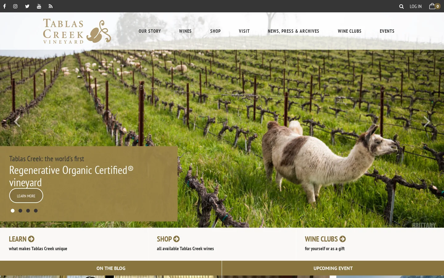 Tablas Creek Homepage screenshot