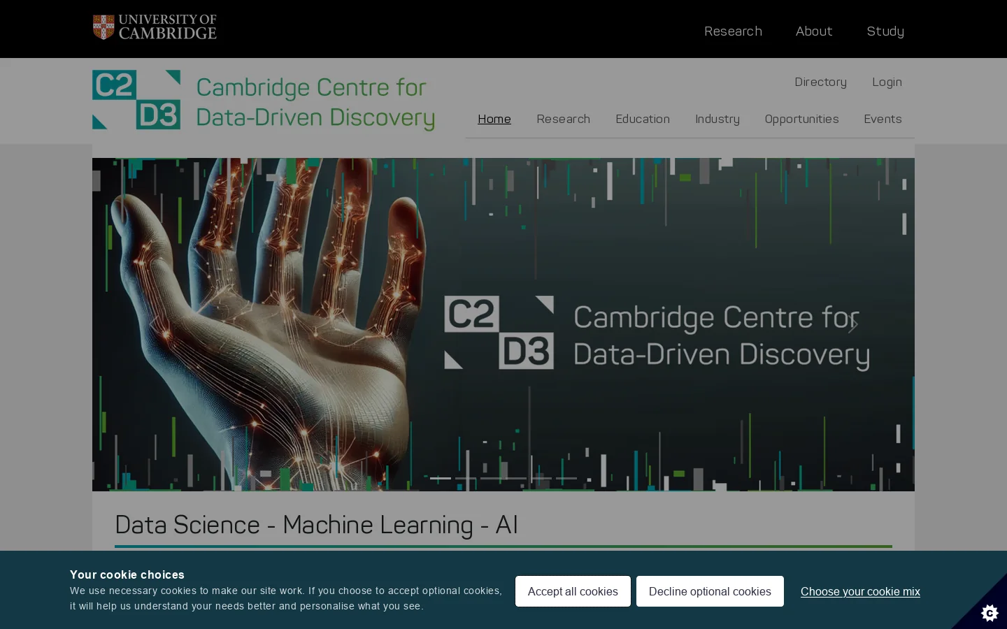 Home Page | Cambridge Centre for Data-Driven Discovery Homepage screenshot