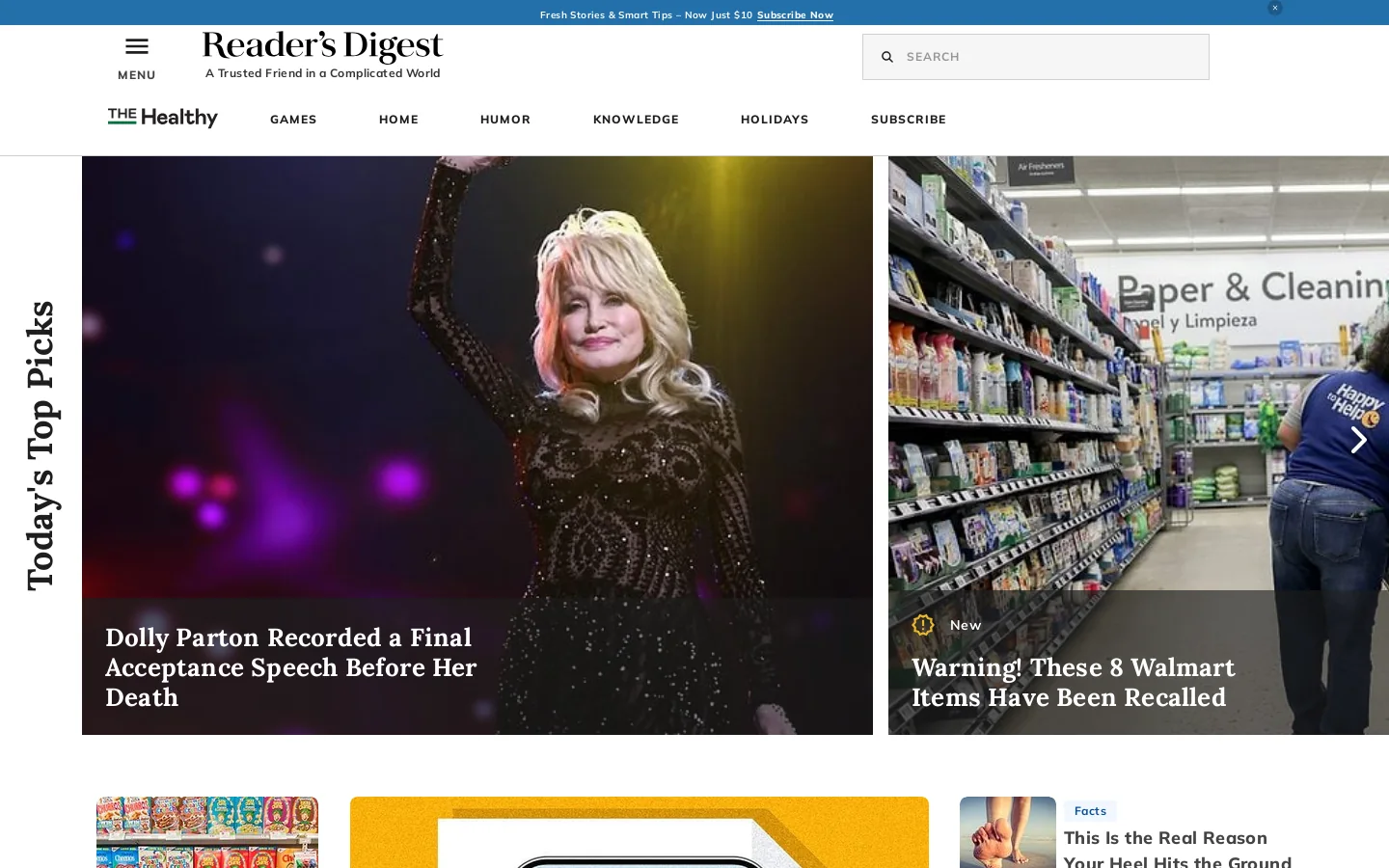 Reader’s Digest: Official Site to Subscribe & Find Great Reads Homepage screenshot