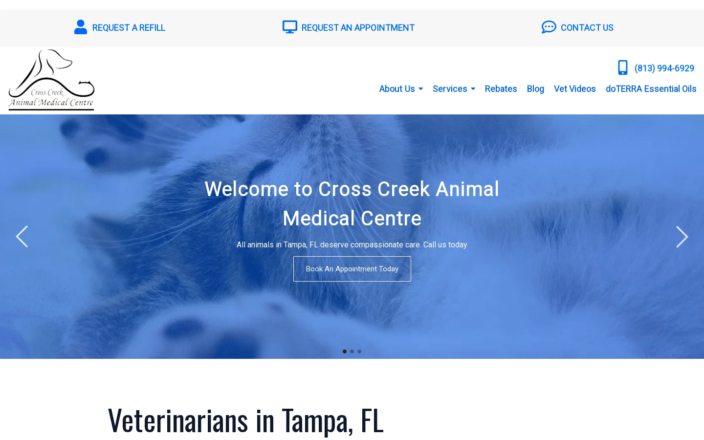 Veterinarians in Tampa FL - Cross Creek Animal Medical Centre Homepage screenshot