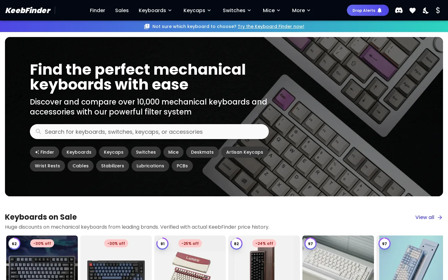 KeebFinder Homepage screenshot