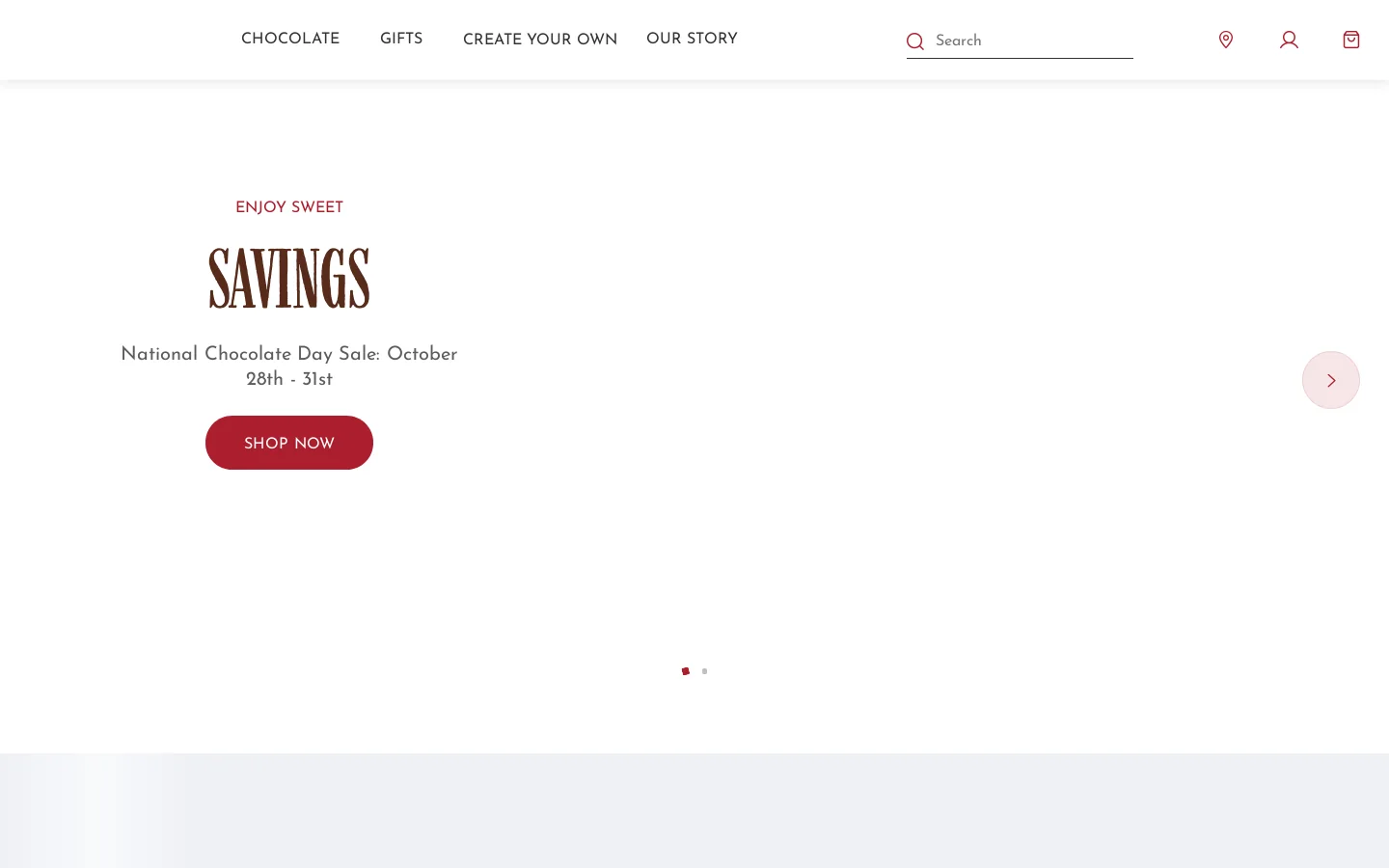 Premium Gourmet Chocolates & Gift Baskets from Fannie May Homepage screenshot