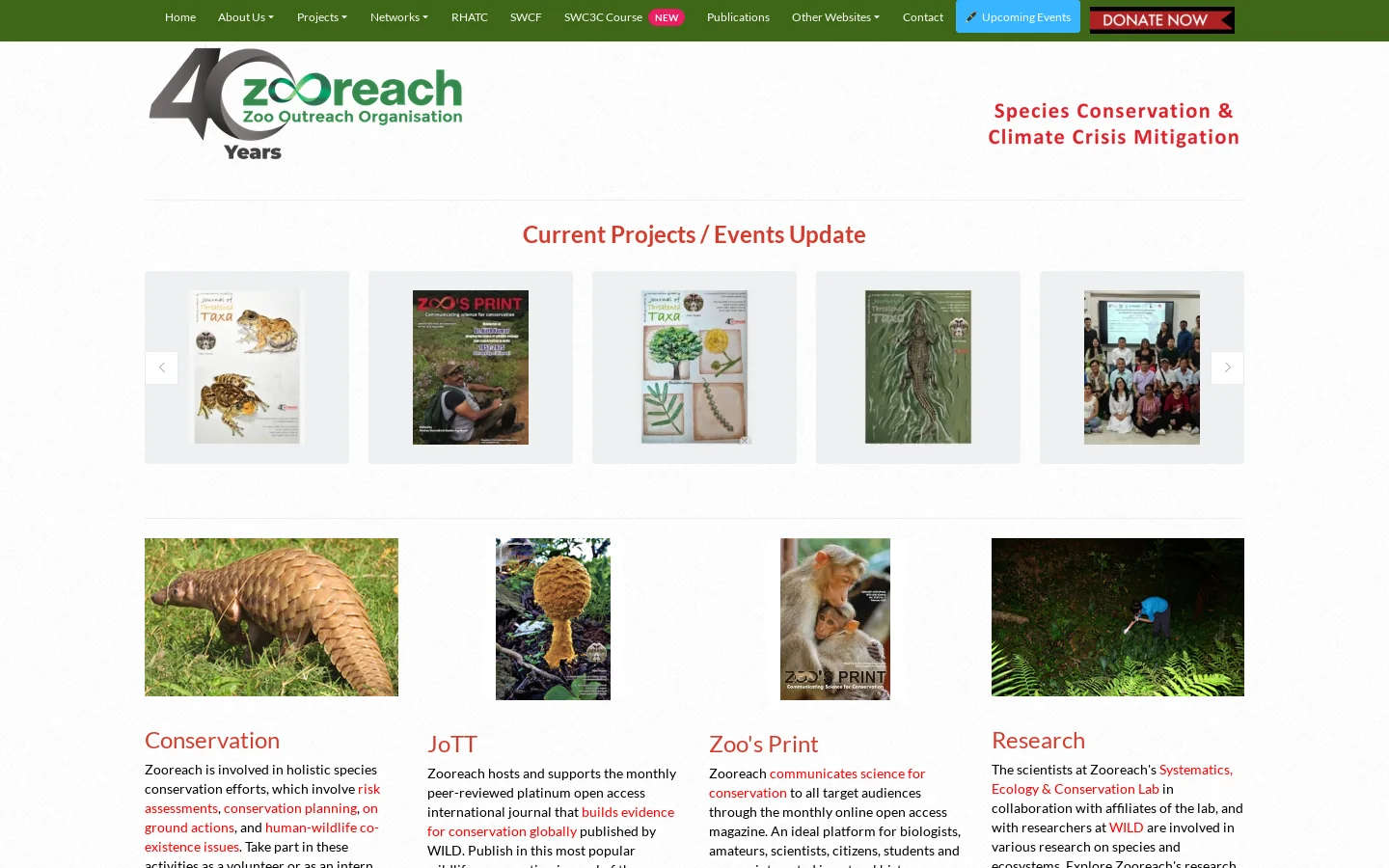 Zoo Outreach Organisation – Wildlife conservation, research and education Homepage screenshot