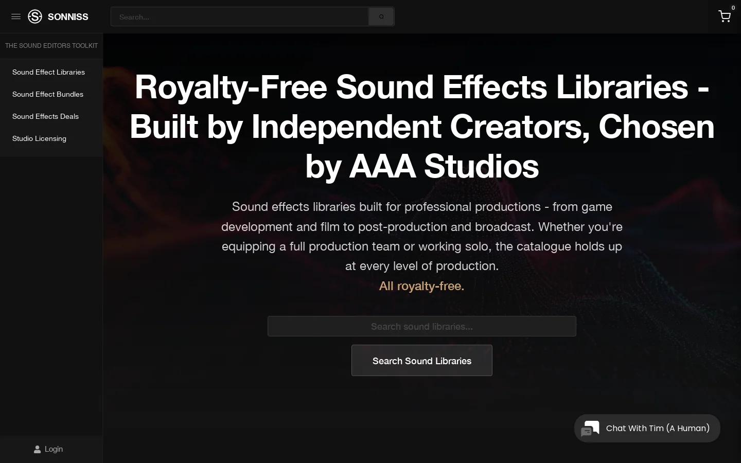 SONNISS Homepage screenshot