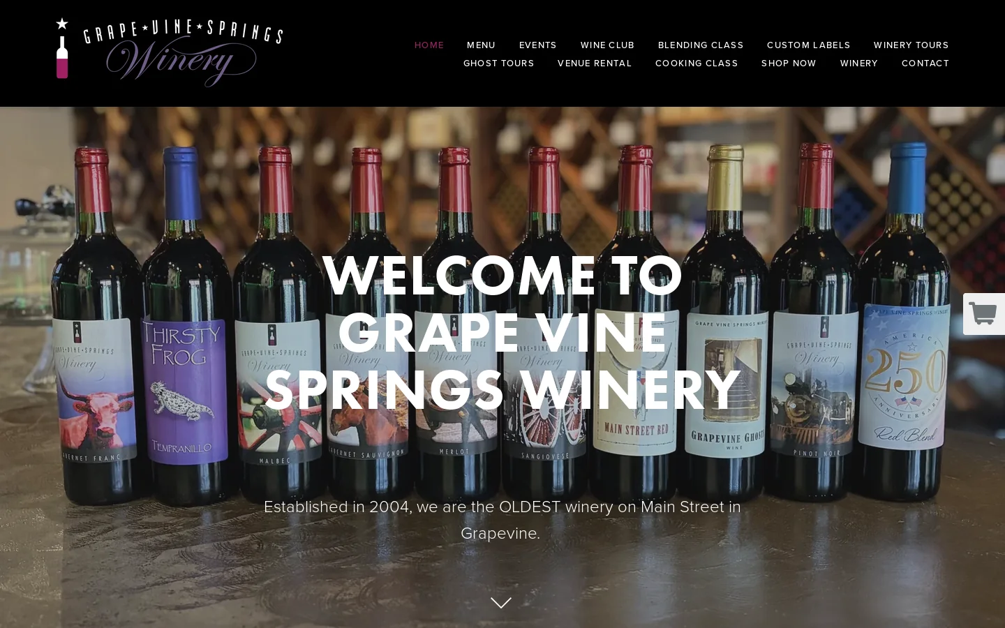 Grape Vine Springs Winery Homepage screenshot