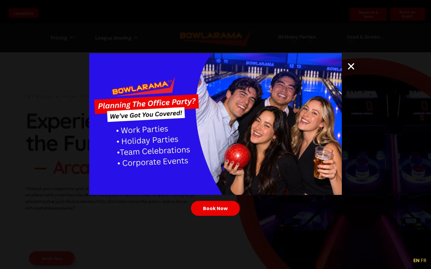 Bowlarama Homepage screenshot