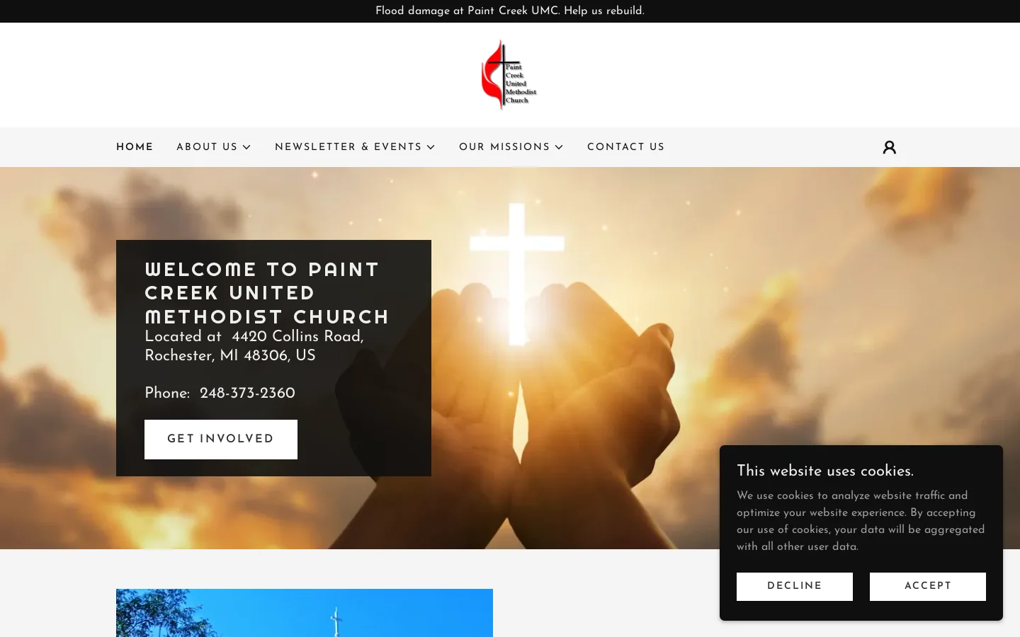 Paint Creek United Methodist Church Homepage screenshot