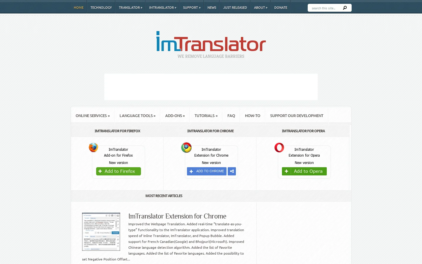 ImTranslator | Translation, Dictionary, TTS Homepage screenshot