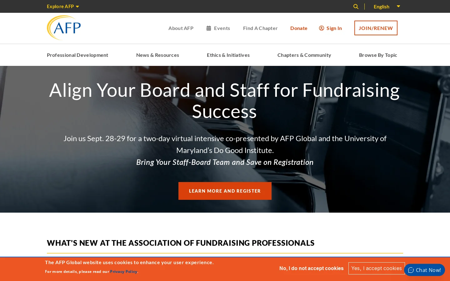 Association of Fundraising Professionals Homepage screenshot