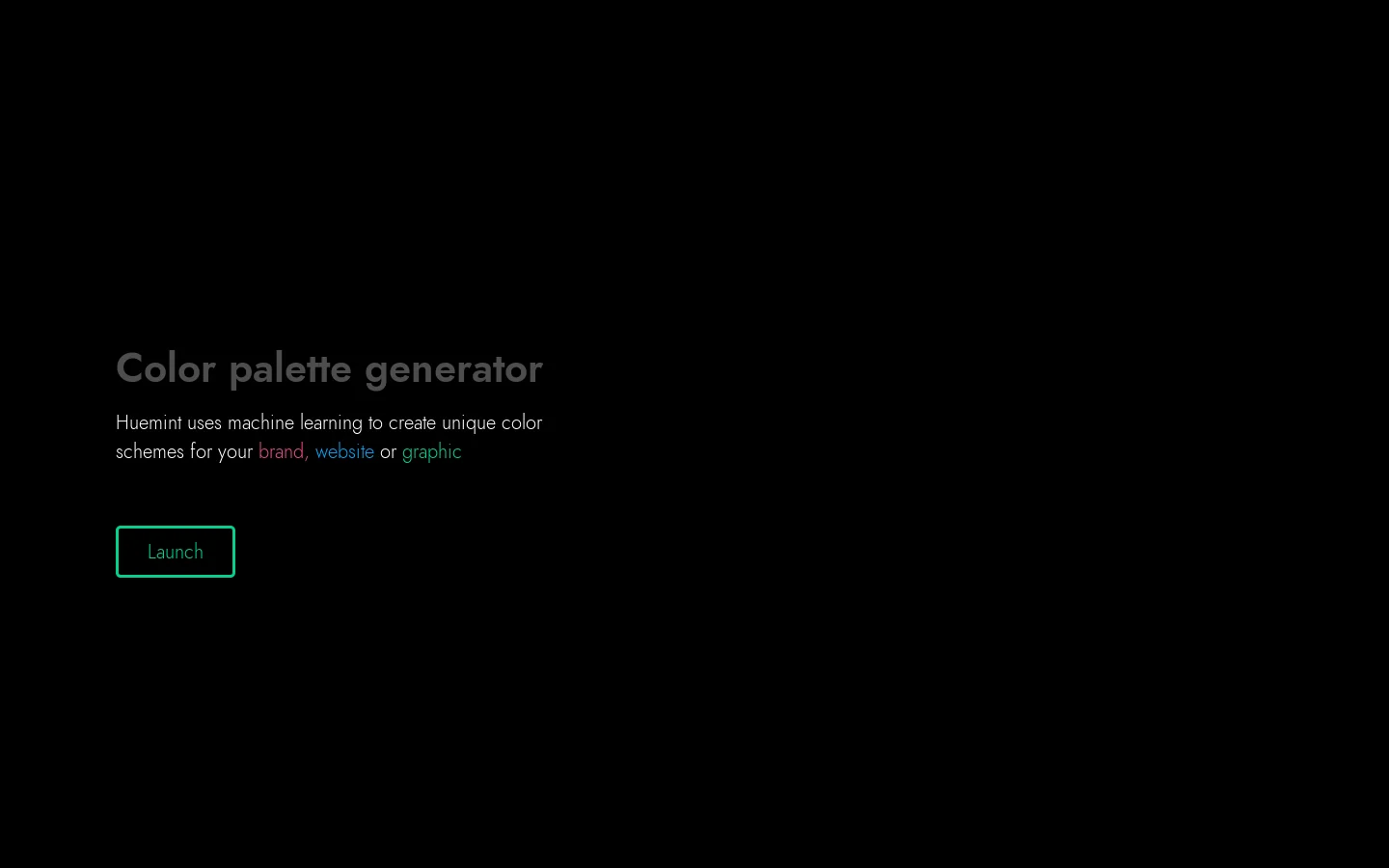 Huemint Homepage screenshot