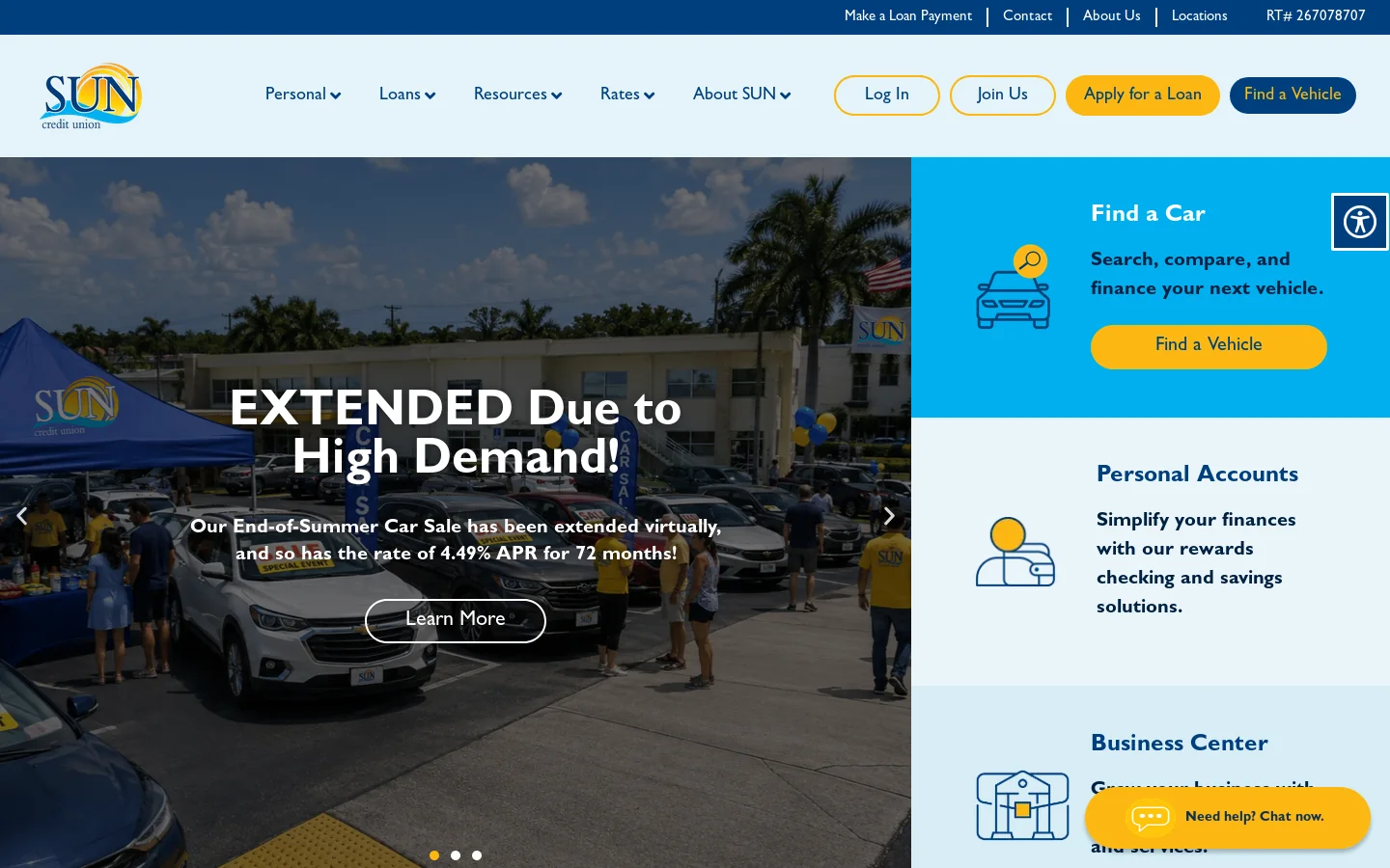 Home - SUN Credit Union Homepage screenshot