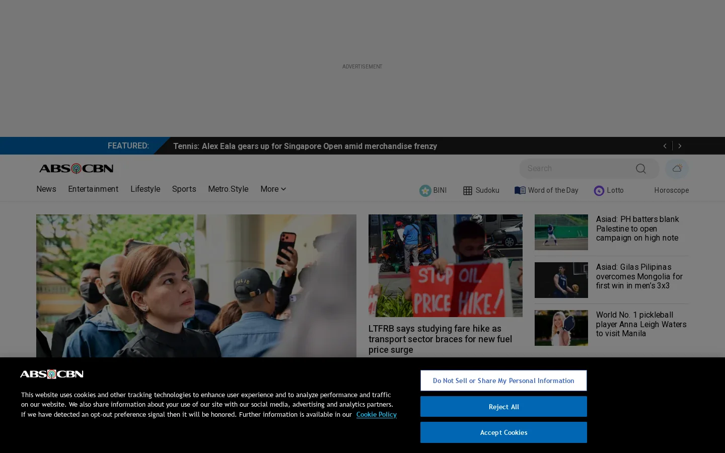 ABS-CBN Homepage screenshot