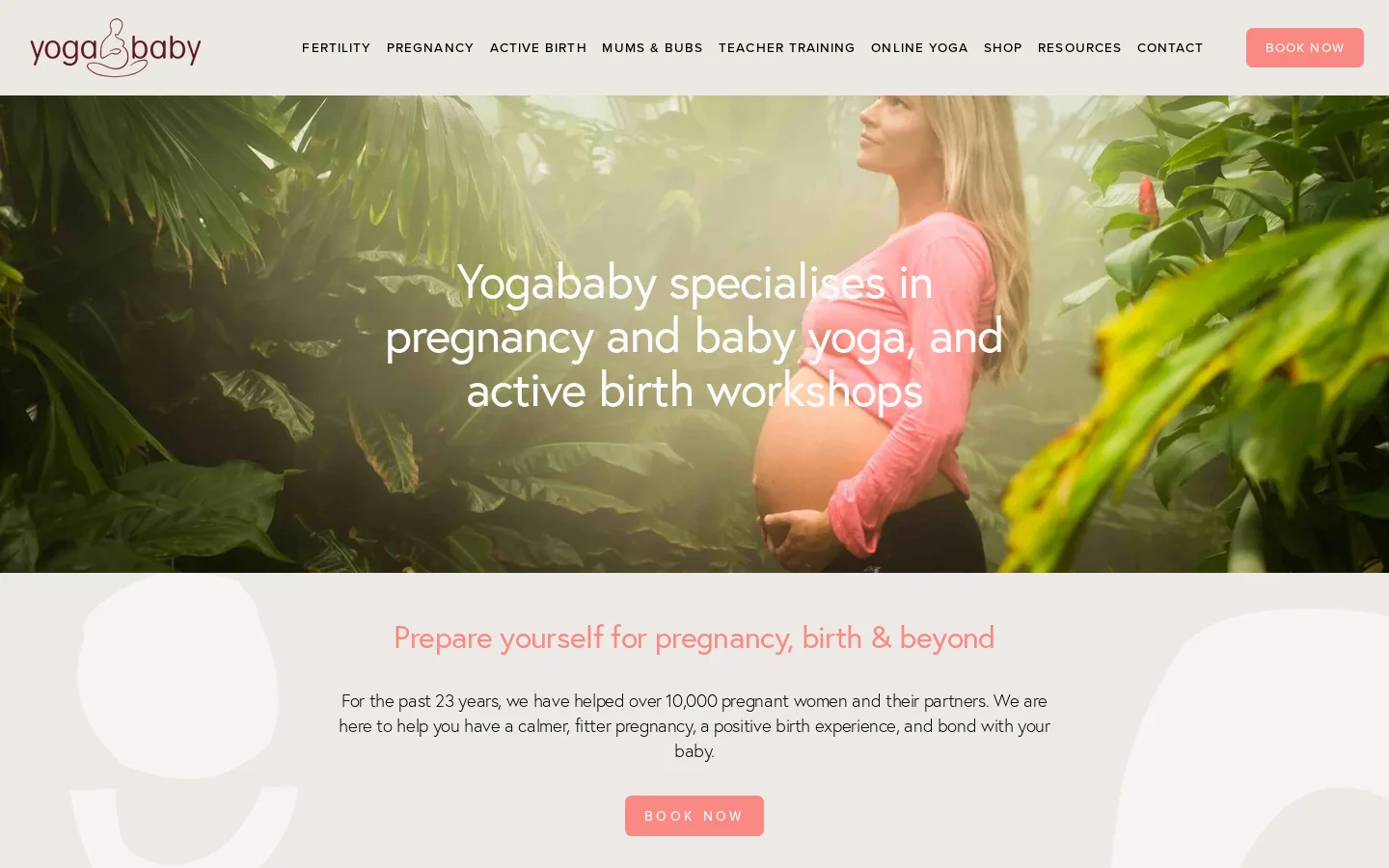 Yogababy Homepage screenshot