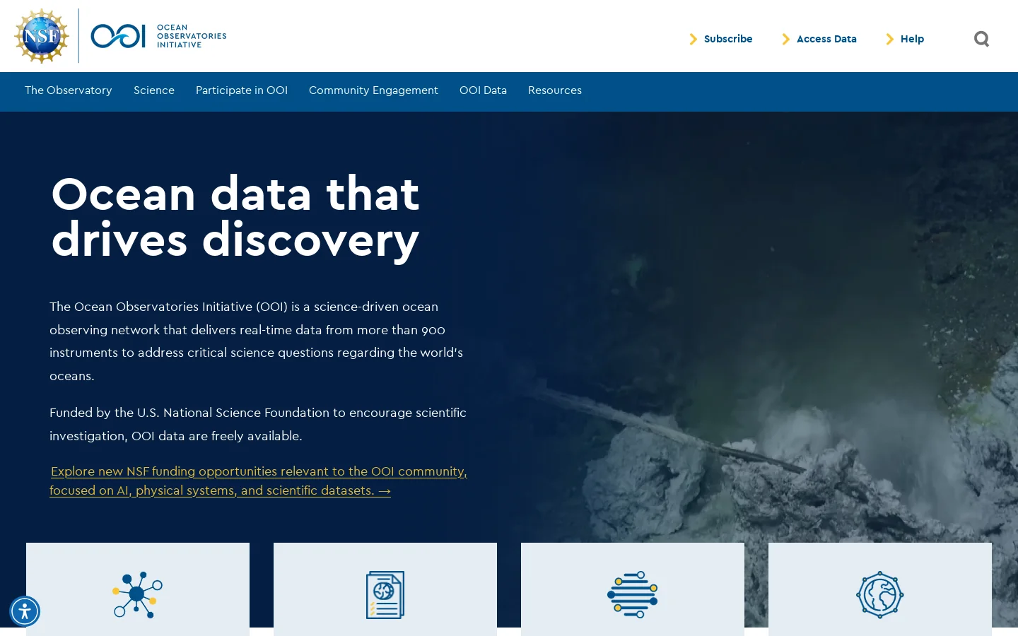 The Ocean Observatories Initiative (OOI) Homepage screenshot