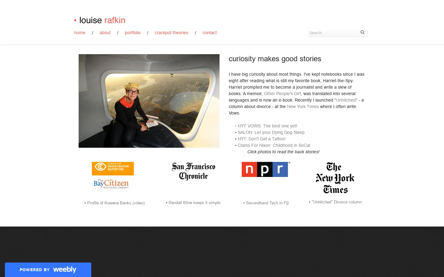 Louise Rafkin, Writer Homepage screenshot