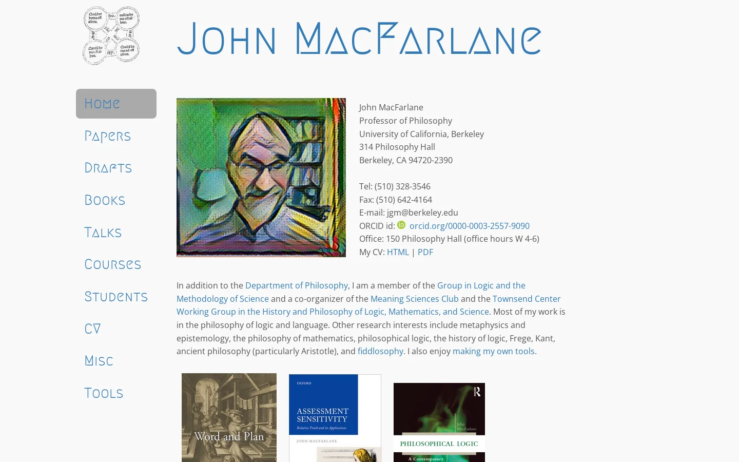 John MacFarlane Homepage screenshot