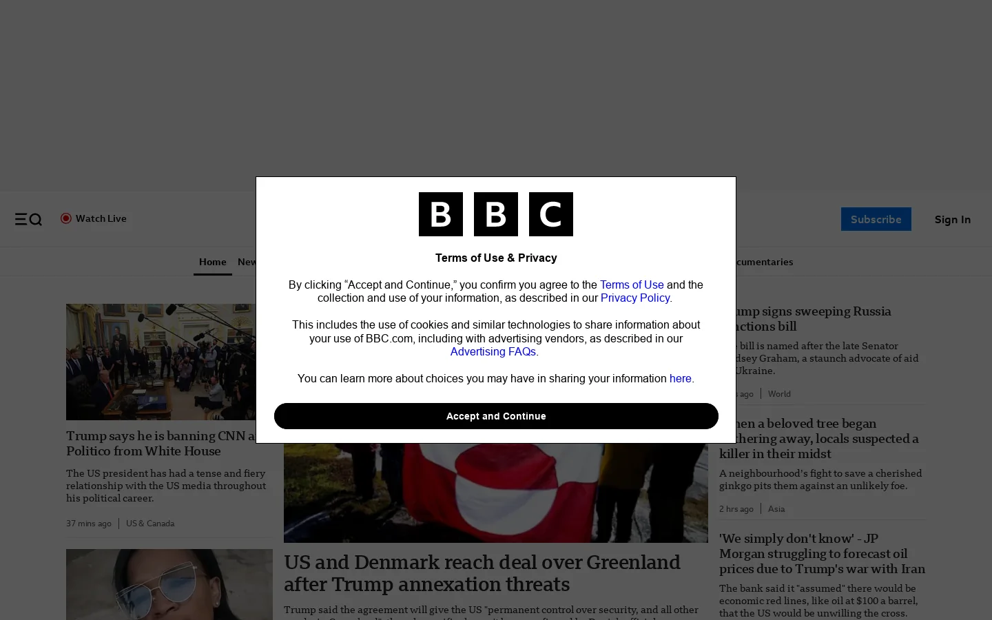 BBC Home Homepage screenshot