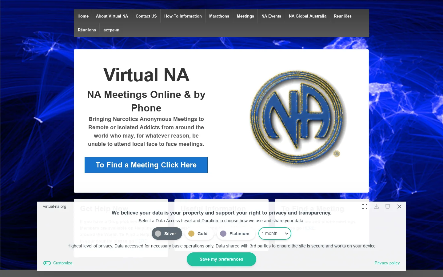 Virtual NA Homepage screenshot