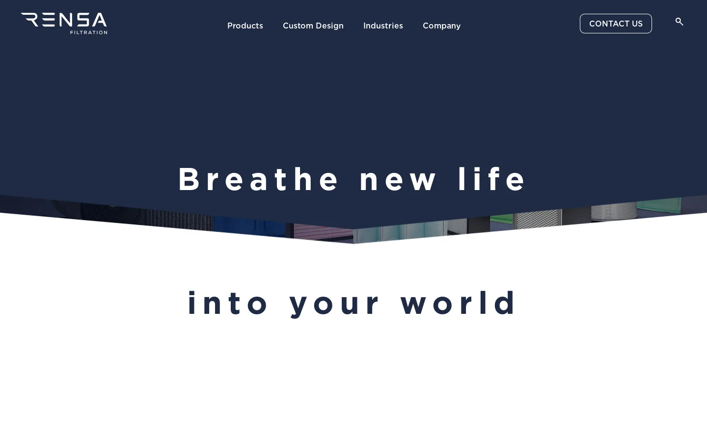 Rensa Filtration Homepage screenshot