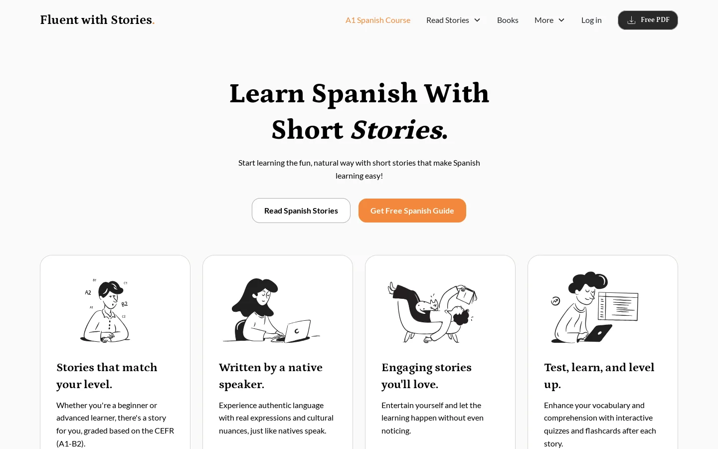 Fluent With Stories Homepage screenshot