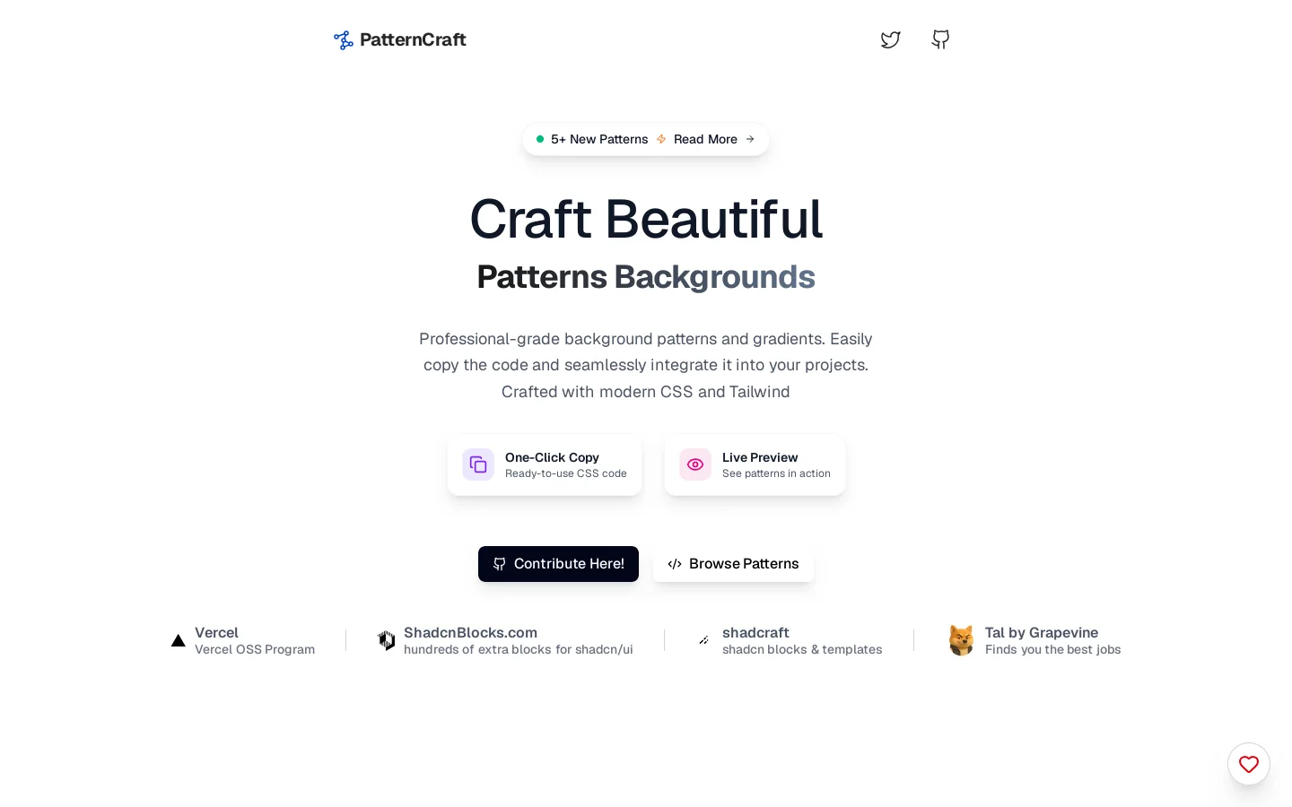 Pattern Craft Homepage screenshot
