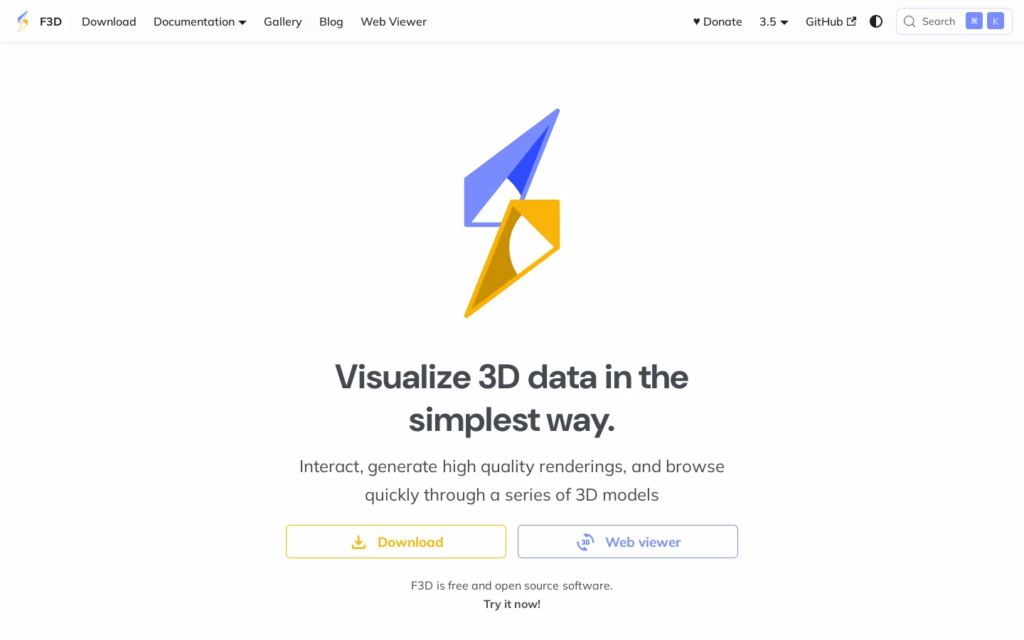 F3D Homepage screenshot