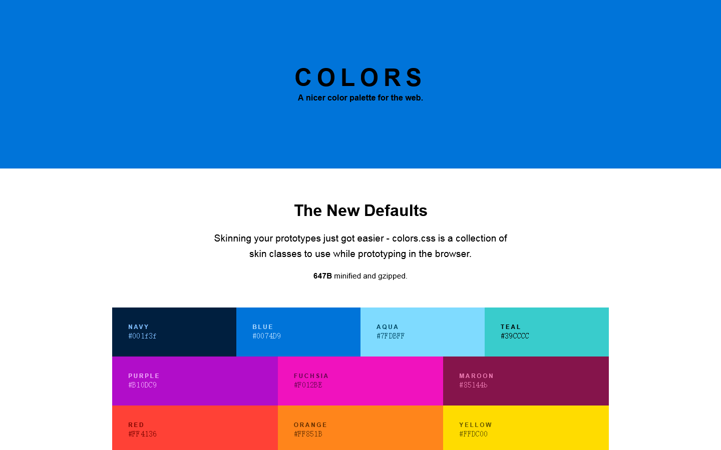 Colors - A nicer color palette for the web. Homepage screenshot