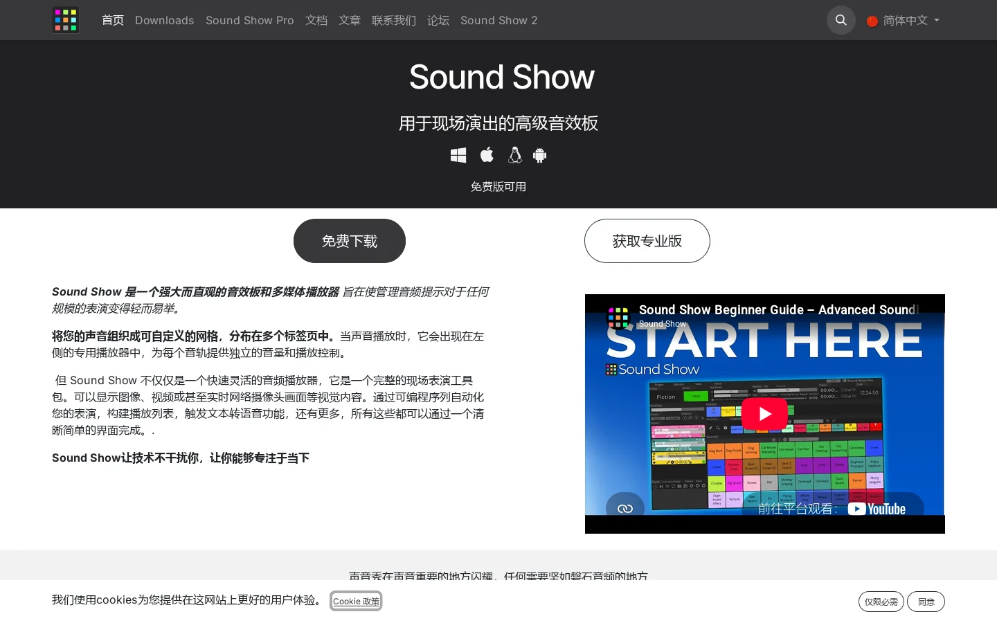 Sound Show Homepage screenshot