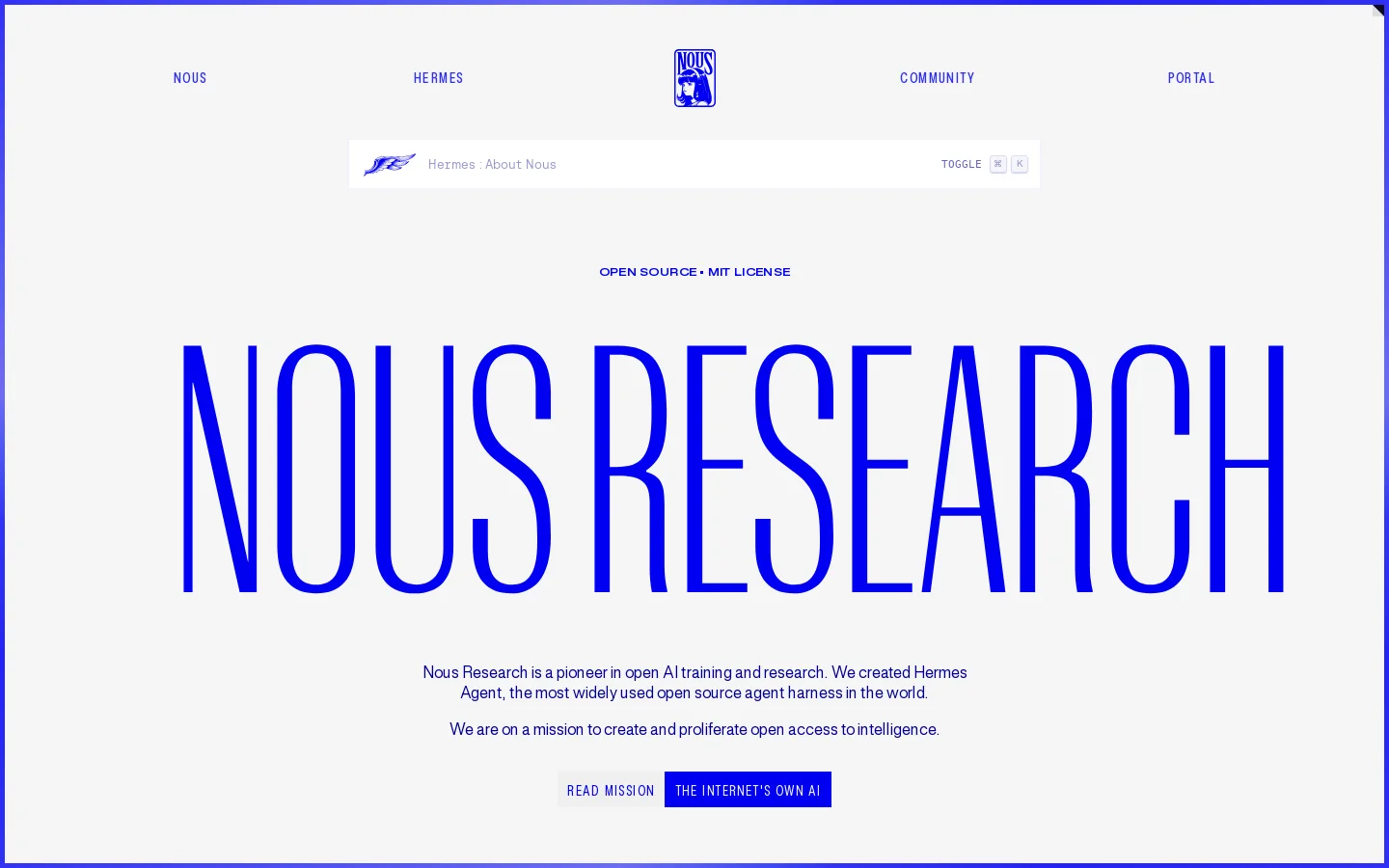 Nous Research Homepage screenshot