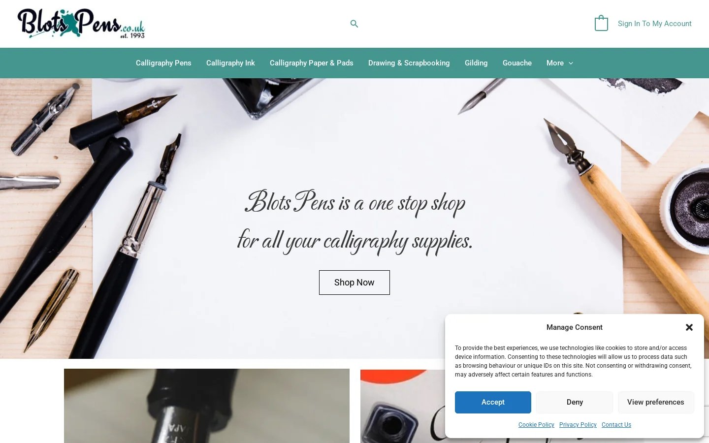 Blots Pens Homepage screenshot
