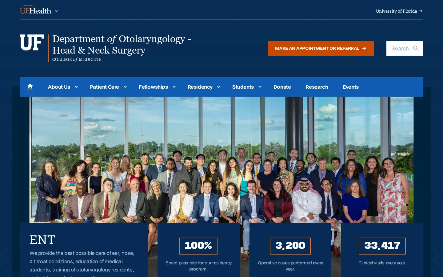 Department of Otolaryngology - Head & Neck Surgery » College of Medicine » University of Florida Homepage screenshot