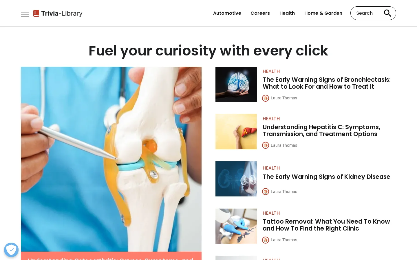 Trivia-Library Homepage screenshot