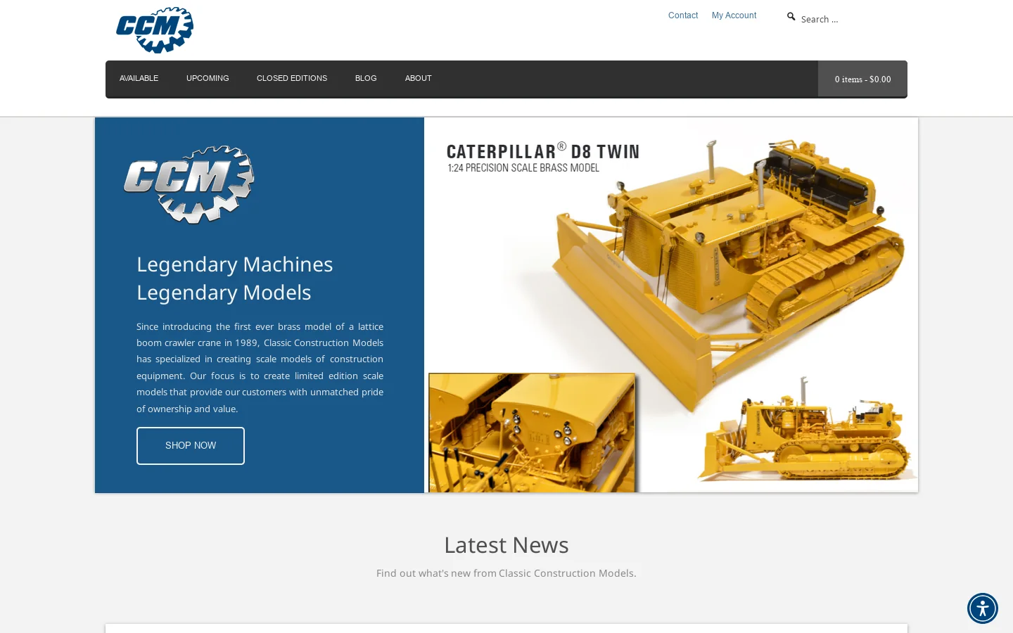 Classic Construction Models - Legendary Machines. Legendary Models. Limited edition brass and die-cast scale models that provide our customers with unmatched pride of ownership and value. Homepage screenshot