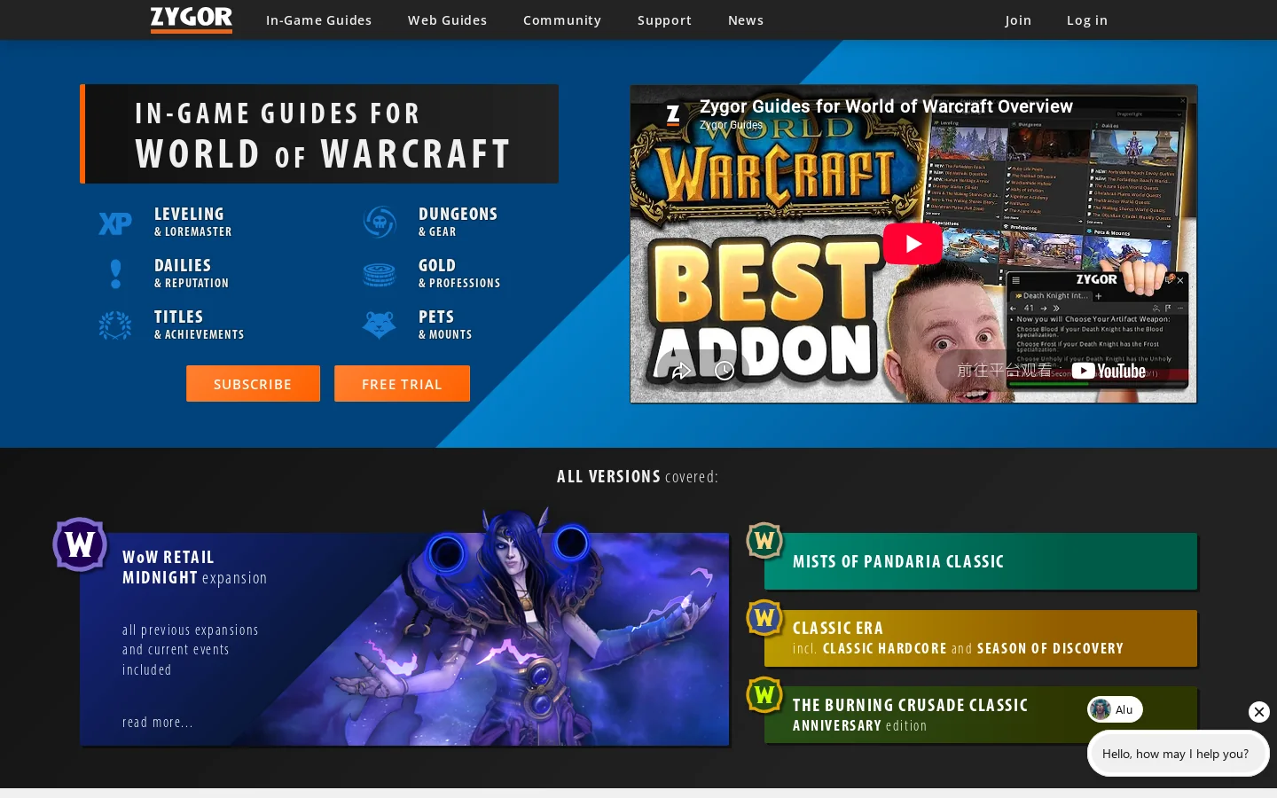Zygor Guides Homepage screenshot
