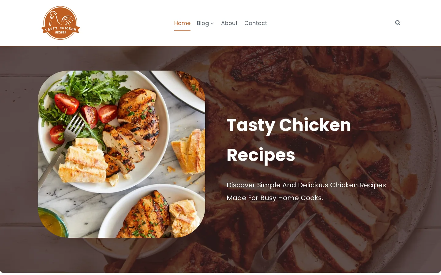 Tasty Chicken Recipes Homepage screenshot